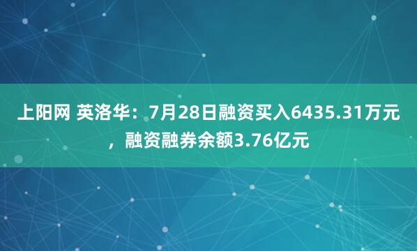 上阳网 英洛华：7月28日融资买入6435.31万元，融资融券余额3.76亿元