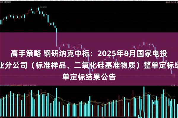高手策略 钢研纳克中标：2025年8月国家电投宁东铝业分公司（标准样品、二氧化硅基准物质）整单定标结果公告