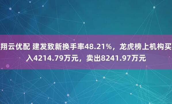 翔云优配 建发致新换手率48.21%，龙虎榜上机构买入4214.79万元，卖出8241.97万元